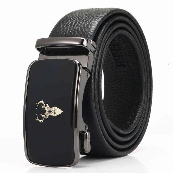 

button yiban automatic leather men's layer pure young students middle-aged business belt, Black;brown