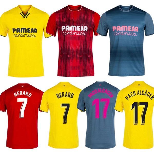

21 22 villarreal chukwueze pau mens soccer jerseys gerard moi omez lanchi home yellow short sleeve football shirt, Black;yellow