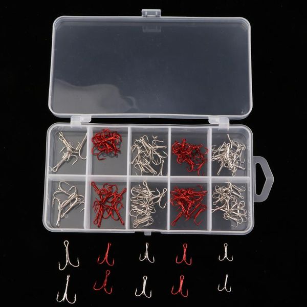 

pieces carbon steel barbed fishing hooks set triple fish for lures baits