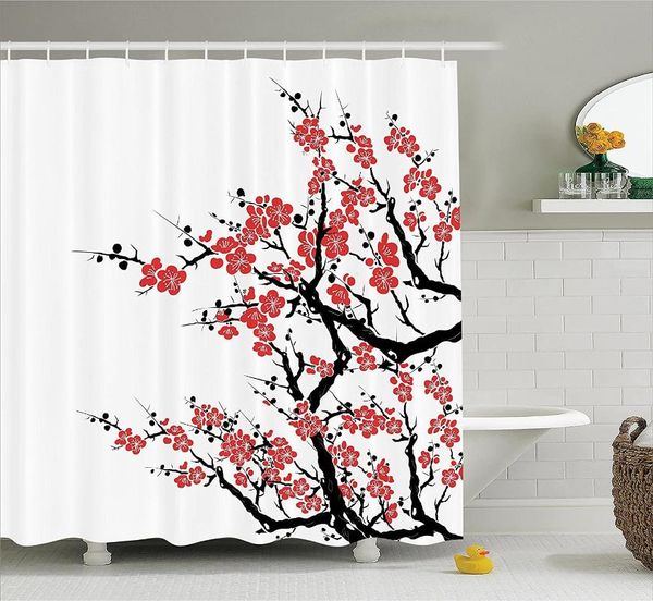 

shower curtains asian curtain plum tree blossoms japanese spring traditional festival seasonal celebration print bathroom decor set with