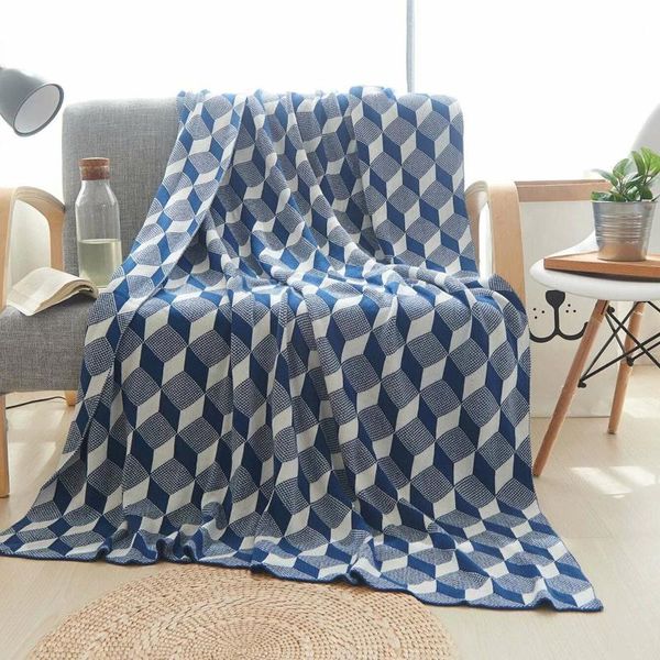 

blankets yiruio home textiles blanket throw royal blue gray 3d cotton crochet sofa cover warm women shawl carpet for living room
