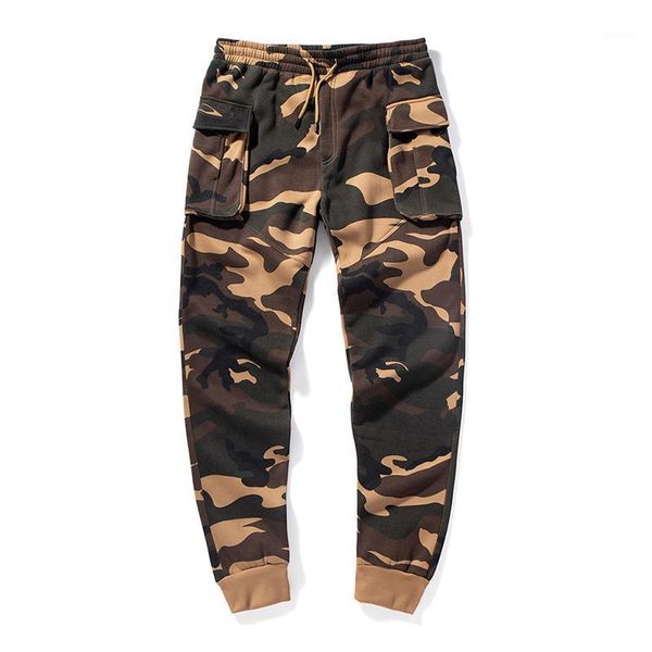 

men's pants mens camouflage sweatpants 2021 autumn winter casual jogging trousers men military camo cargo streetwear multi pocket, Black