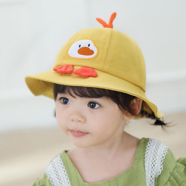 

caps & hats cartoon duck children's fisherman's hat spring and summer big eaves cute baby sun models ( 1-3 years old), Yellow