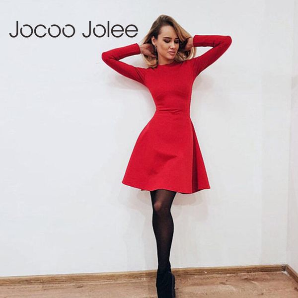 

casual women long sleeve bodycon party dress spring slim elegant a-line autumn o neck solid mini 210428, Black;gray