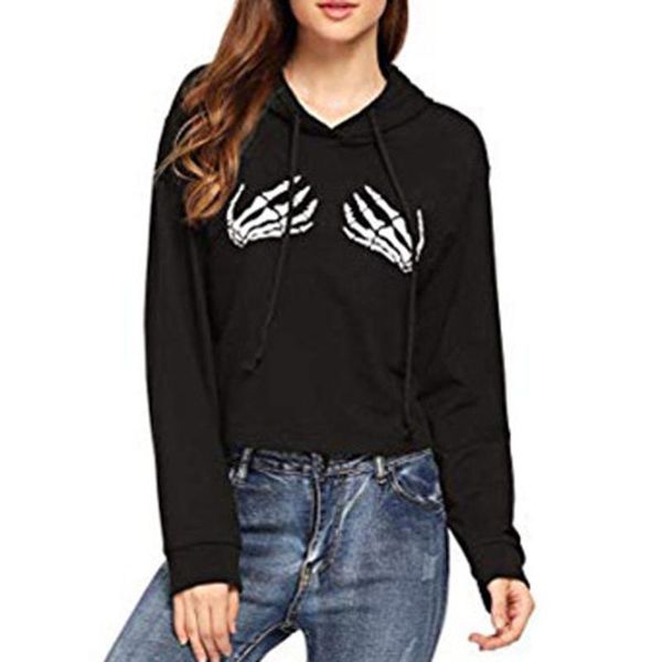 

women's hoodies & sweatshirts men women skull print hoodie hip hop streetwear 2021 oversized outwear long sleeve hoody #c, Black