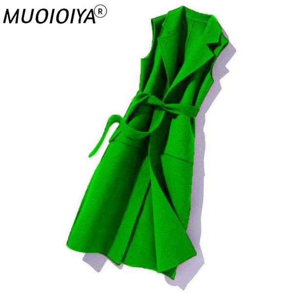 

women's vests women 2021 autumn winter elegant wool long vest sleeveless coat lady female outerwear waistcoat with belt jacket plus si, Black;white