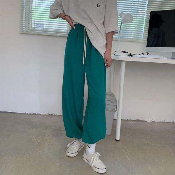 

women's pants & capris hzirip green sports loose plus size brief will see thin pants comfortable casual straight femme jbgb, Black;white
