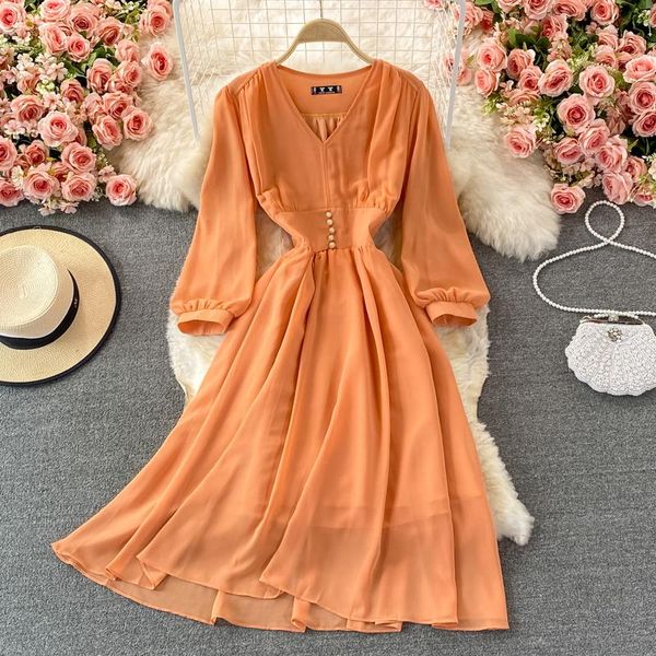 

casual dresses teeuiear slim vintage 1960s chic v neck chiffon autumn long dress vestido de festa party tie women elegant tunic, Black;gray