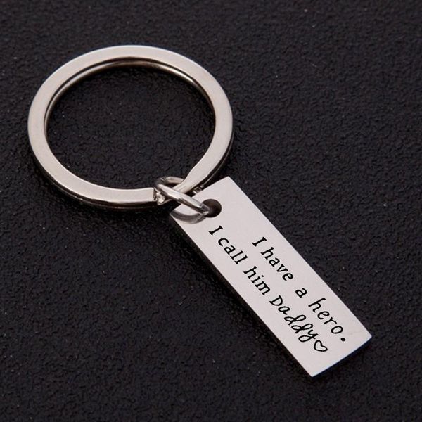 

keychains keychain man father's day key chain women i have a hero call her daddy keyring for pants pendant holder alloy brelok, Silver