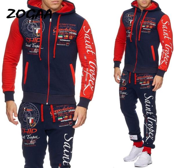 

men's tracksuits zogaa sets 2021 fashion sportswear hoodies pants set male gyms sweatshirts casual outwear suits, Gray