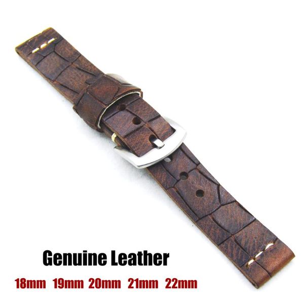 

watch bands cow leather watchbands 18 19 20 21 22mm genuine vintage band strap belt handmade watchband soft wristband, Black;brown