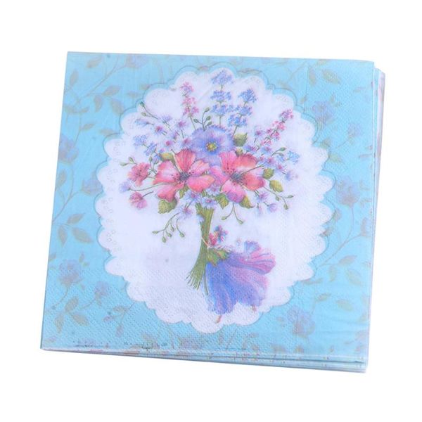 

100pcs light blue flowers printed napkins decorative tissue kitchen paper