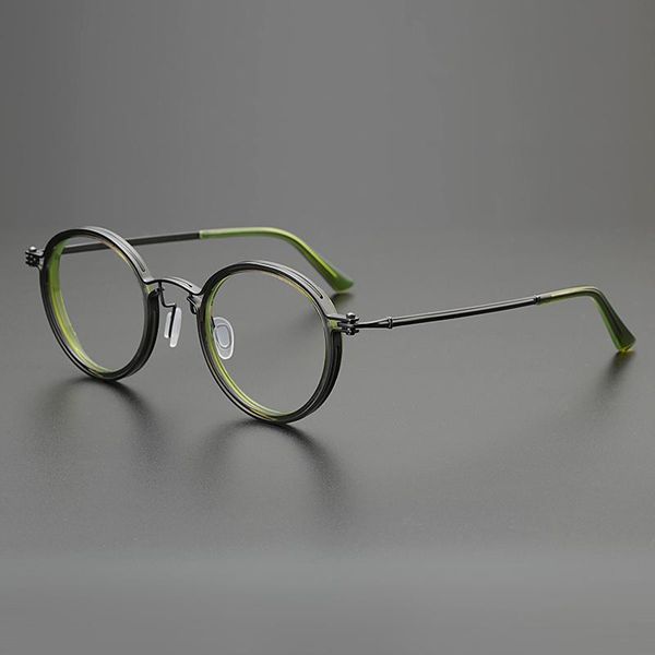 

fashion sunglasses frames 2021 vintage glasses frame men woman round titanium acetate optical eyeglasses myopia reading prescription eyewear, Black