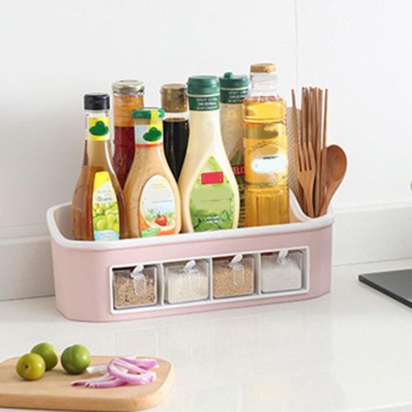 

storage bottles & jars 3 in 1spice condiments organizer kitchen stand with pantry cabinet dust cover multifunctional 2 tier kichen shelf box