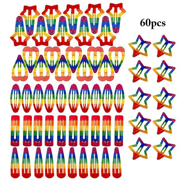 

hair accessories 60pcs colorful snap clips cute hollow metal barrettes mini headwear hairpins gifts for girls fashion, Slivery;white