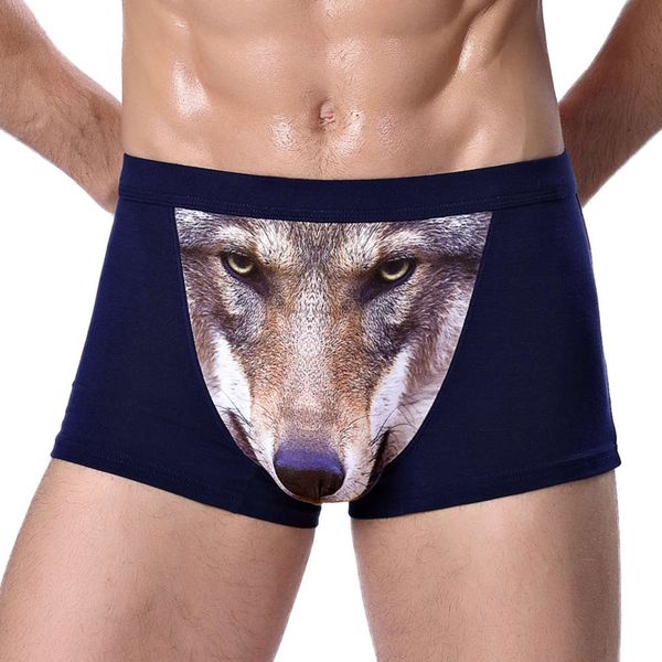 

fashion men's underwear personalized printing wolf eagle men's boxer, Black;white