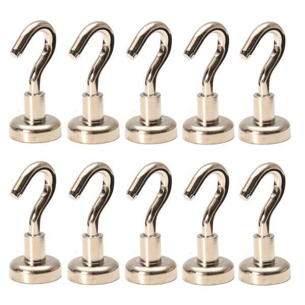 

10-pack magnetic hooks d16 16mm ferrite clamping screw wall hook powerful n52 neodymium hold 5.5 kg hanger strong magnet home & rails