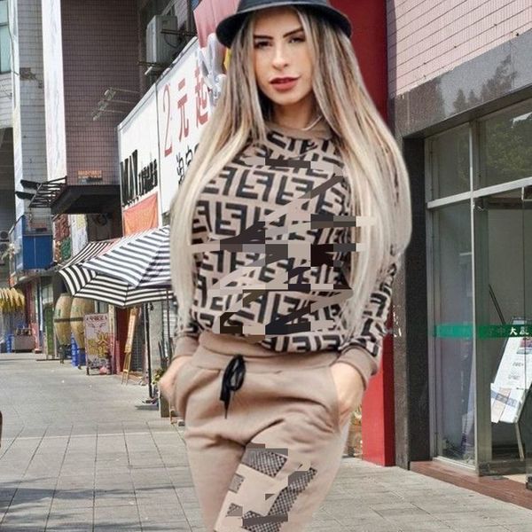

2021 single eba autumn women's printed sweater two piece set, Gray