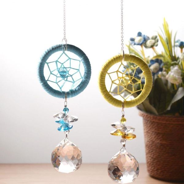 

decorative objects & figurines dream catcher round handmade wall hanging chime home decor pendant ornament faux crystal decoration