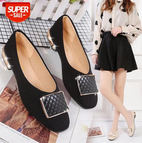 

casual square-toe one-pedal flat shoes women's four single black professional scoop #ny1l