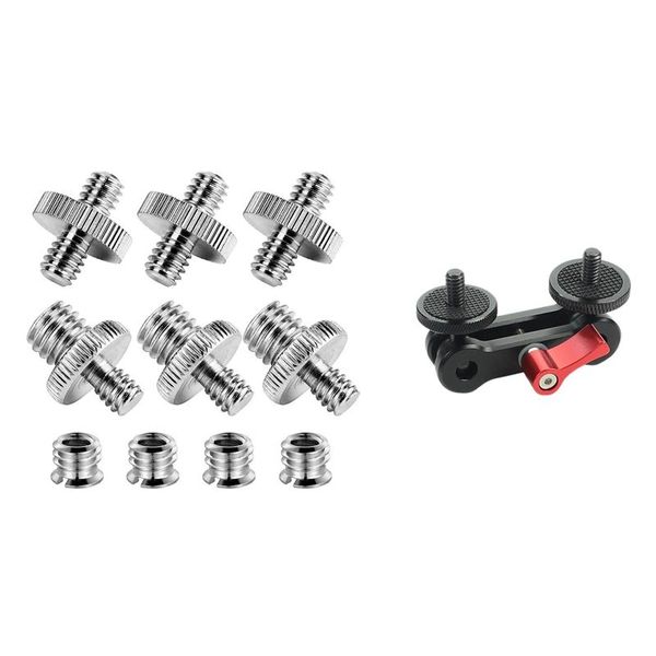 

pcs 1/4 inch and 3/8 camera screw adapter & 1x universal double ball head mount magic arm tripods