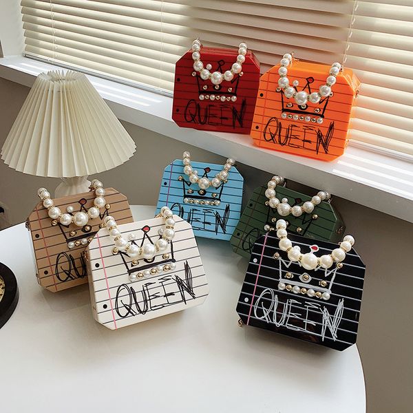 

cross-border summer portable 2021 spring box fashion new pearl creative bag and shoulder female chain messenger personality mxoim