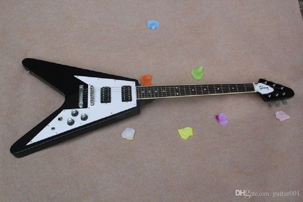 

@2 new arrival custom black flying v shaped electric guitar in stock