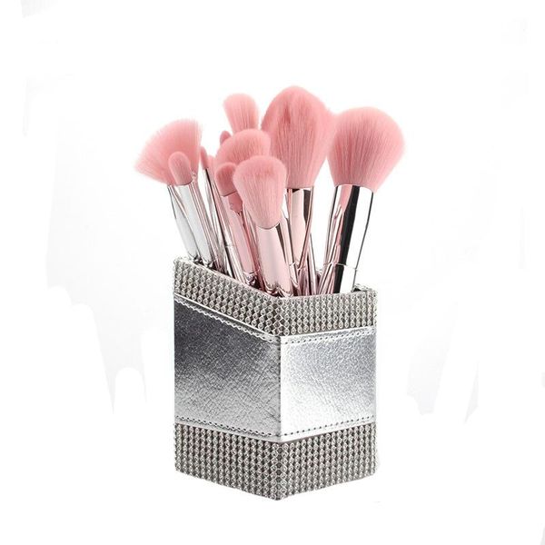 

makeup brushes 7pcs silver blending set professional synthetic fiber foundation eye shadow concealer beauty puff tool kit
