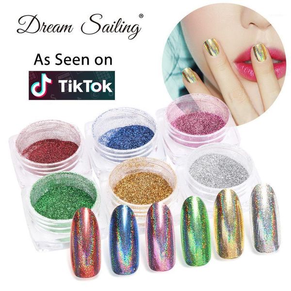 

chameleon nail art decoration pigment flakes laser chrome galaxy holographic glitter holo sequins powder dust1, Silver;gold