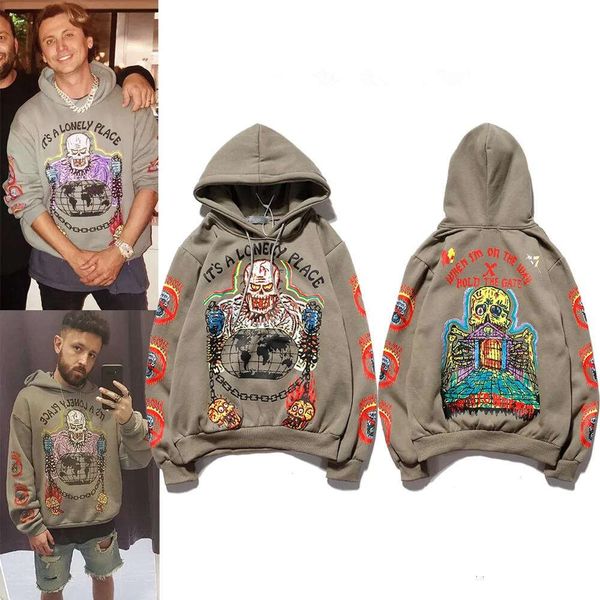 

europe and the united states trend hoodies spring kanye men's pullover pure cotton lovers fashion loose men sweater, Black