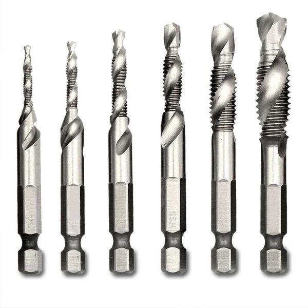 

professional drill bits step 1/4'' hex hss high speed steel thread spiral screw metric composite tap bit 6pcs/set matkap ucu