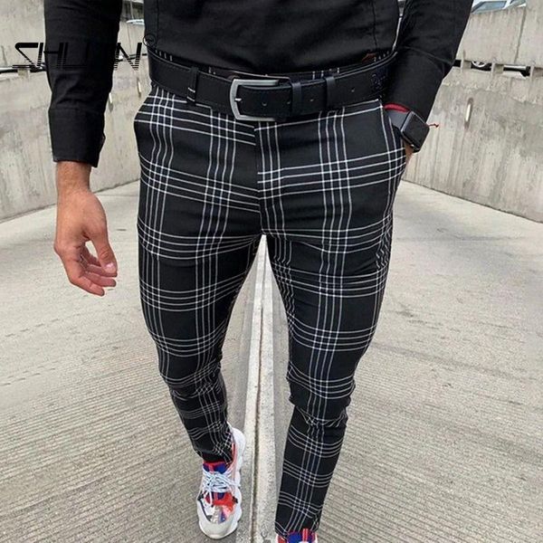 

men's pants 2021 fashion man loose striped length trousers korean men plaid casual oversized streetwear joggers, Black