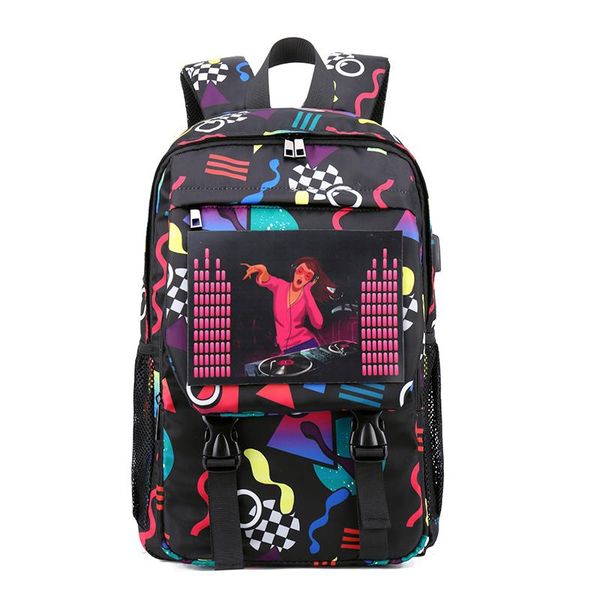 

backpack women intelligent voice-activated colorful lights creative print usb port schoolbag girls rugzak bagpack