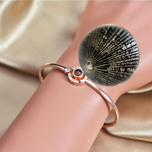 

languages i love you personality projection rose gold bracelet 2021 fashion jewelry party birthday gift bangle, Black