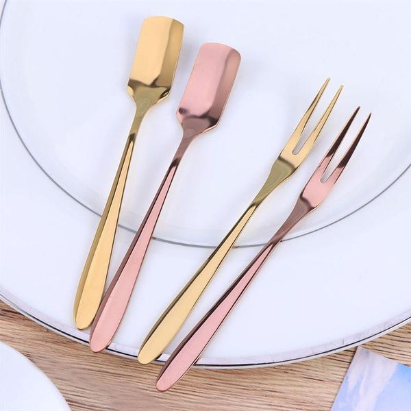 

forks 2pcs delicate useful stainless steel fruit fork cake exquisite