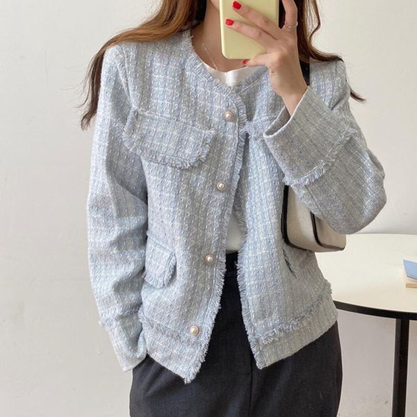 

vintage feminine jacket 2021 elegant office lady o-neck single breasted autumn coat short jackets women's, Black;brown
