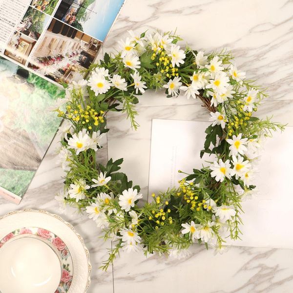 

decorative flowers & wreaths simulation small daisy garland home decoration door wreath artificial flower wall hanging ornament wedding wind