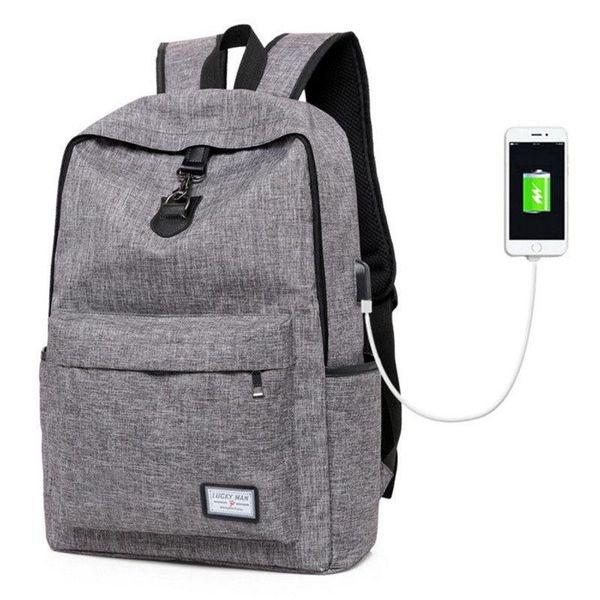 

backpack man women's leisure student schoolbag vintage student's usb charging travel bag holograms