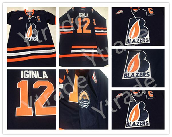Personalize Mens Jarome Iginla Kamloops Blazers Navy Chl CCM Jersey Hockey Stitched S-4xl