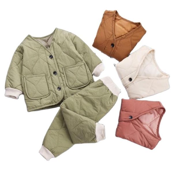 

clothing sets winter baby boys clothes full sleeve pants 2pcs/set down coat keep warm suits children toddler homewear 1-6y, White