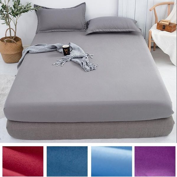 

sheets & sets 1pc solid fitted sheet mattress cover with elastic rubber band bed bedding linen (no case)