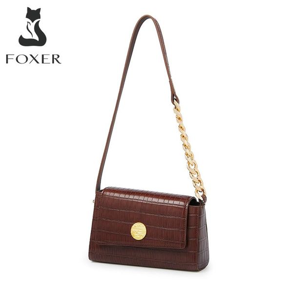 

evening bags foxer summer retro ladies messenger bag casual fashion leather chain shoulder party underarm small