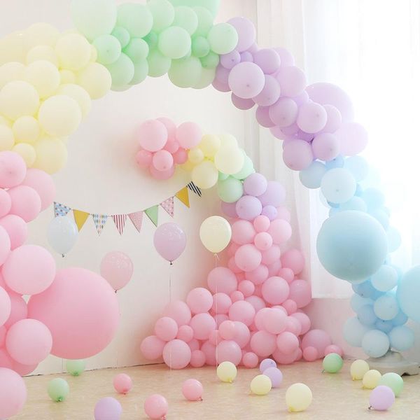 Parti Dekorasyonu 50pcs 10inch/12 inç Macarons Beyaz Pembe Pastel Şeker Lateks Balonları Düğün Bebek Duş Dekoru Hava Helyum Globos
