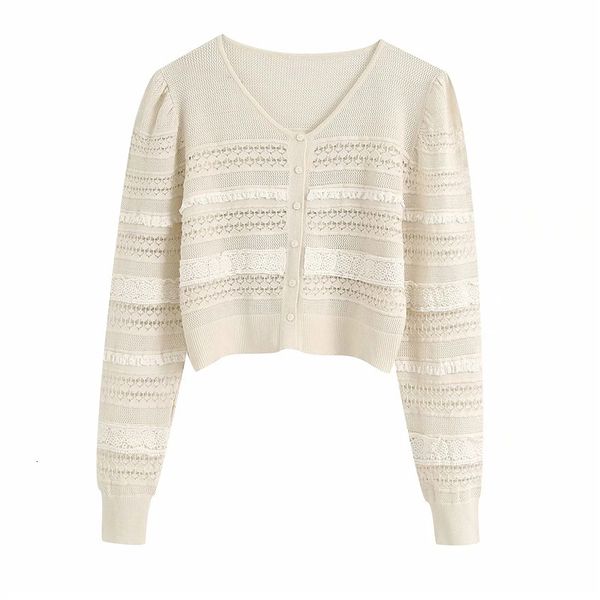 

women's blouses & shirts women fashion hollow out lace knitted summer za shirts female single breasted long sleeve casual blo, White