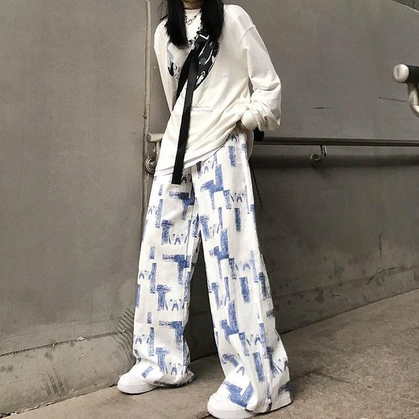 

women's pants & capris tie-dye trousers summer style retro harajuku letter printing all-match casual, Black;white