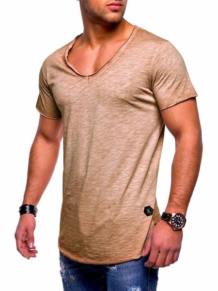 

men's t-shirts 2021 deep v-neck short-sleeved t-shirt slim fit tight casual summer, White;black