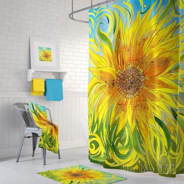 

shower curtains sunflower symphony design happy floral fall
