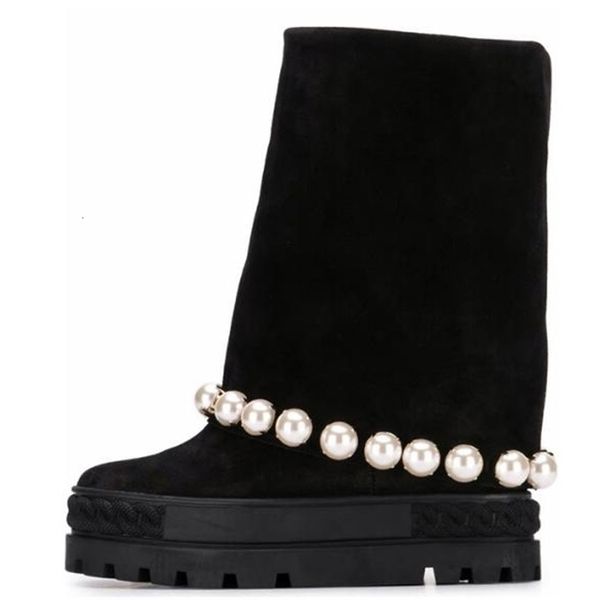

boots black fall 100 mm fake-pearl ankle women high-rise chain chain-embroidered chunky soles boot platform uyam