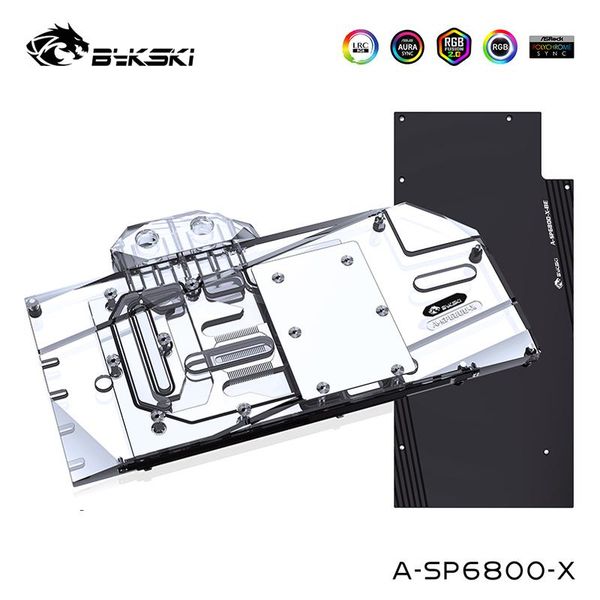 

fans & coolings bykski gpu water block for sapphire rx 6800, with backplate full cover watercooler, a-sp6800-x cooling