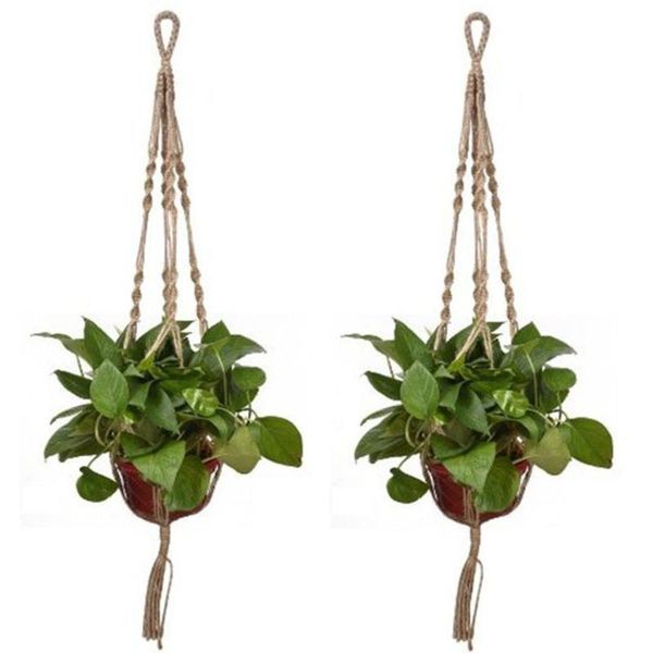 

other garden supplies 2 pcs flowerpot net bag hanging plant crafts hand-woven rope basket planter pot holder decor